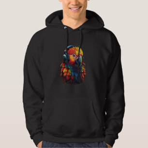 coloured parrot DJ With Headphones african parrots Hoodie