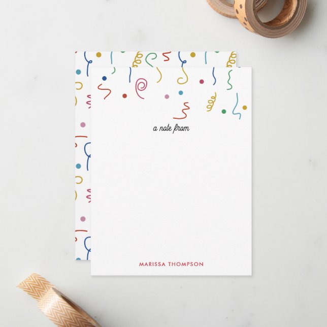 Coloured Party Confetti Custom Name Card (Front/Back In Situ)