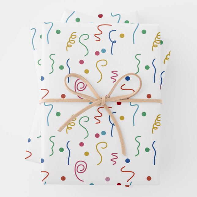 Coloured Party Confetti Pattern Wrapping Paper Sheet (In situ)
