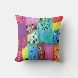 Coloured patches throw pillow