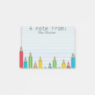 Coloured Pencil Personalized Teacher Post It Note