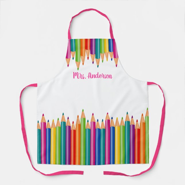 Coloured Pencil Row Personalize Apron (Front)