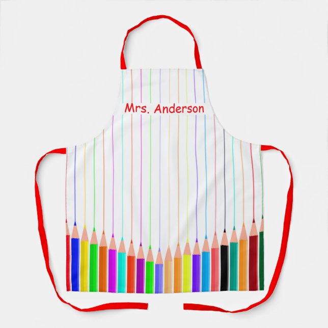 Coloured Pencil Stripes Too Personalize Apron (Front)