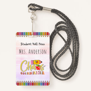 Coloured Pencil Teacher Hall Pass for Classroom Badge