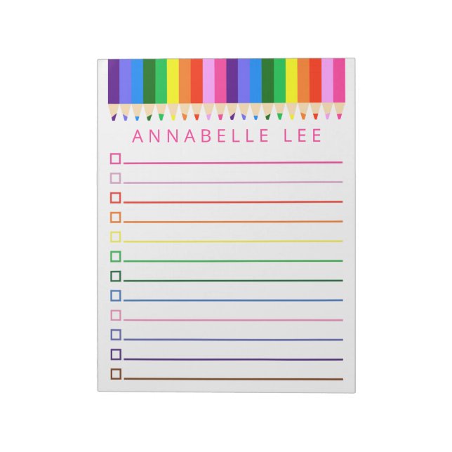 Coloured Pencil To Do List Personalize Notepad (Rotated)