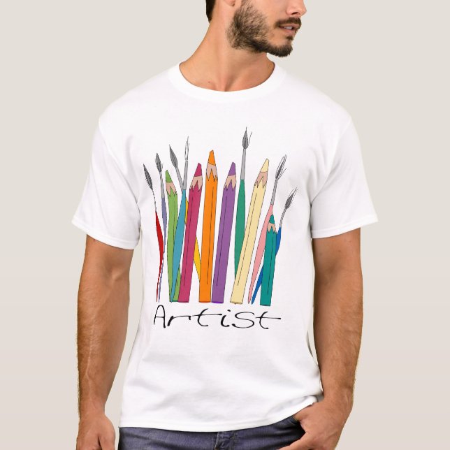 Coloured Pencils & Brushes T-Shirt (Front)
