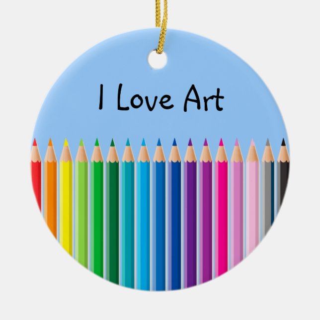 Coloured Pencils Ceramic Ornament (Front)