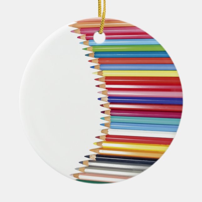 Coloured Pencils Ceramic Ornament (Front)