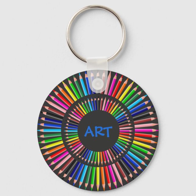 Coloured Pencils Circle, Art Teacher, Artist Keychain (Front)