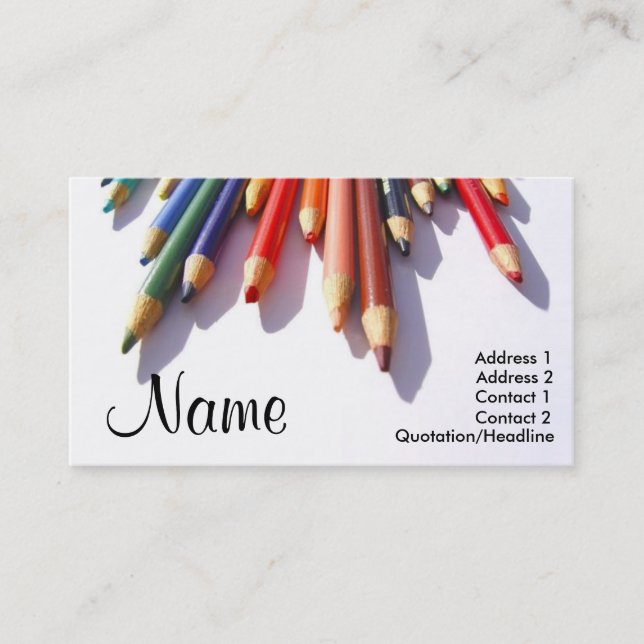 Coloured Pencils Fully Customizable Business Card (Front)