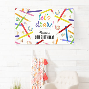 Coloured Pencils Kids Art Birthday Party Banner
