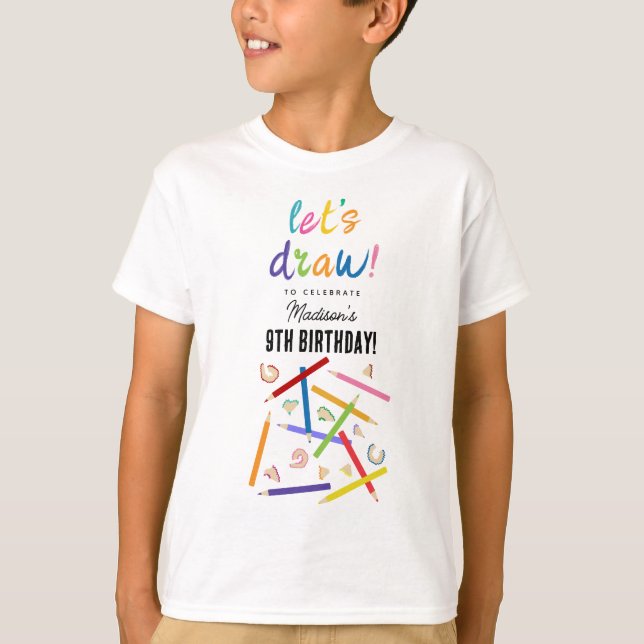 Coloured Pencils Kids Art Kids Birthday Party T-Shirt (Front)