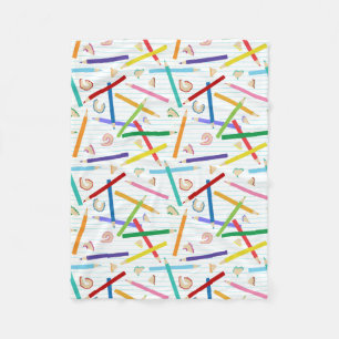 Coloured Pencils Pattern Fleece Blanket