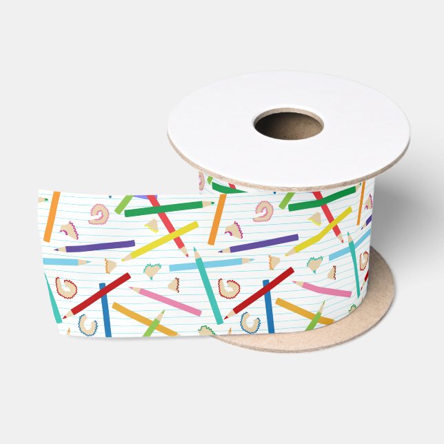 Coloured Pencils Pattern Satin Ribbon (Spool)