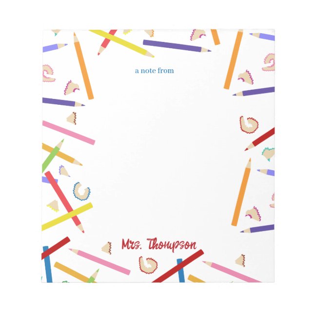 Coloured Pencils Pattern Teacher Appreciation Gift Notepad (Front)