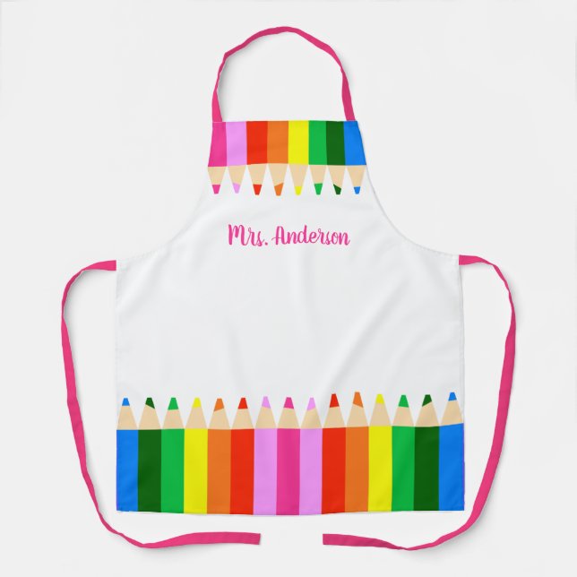 Coloured Pencils Personalize Apron (Front)