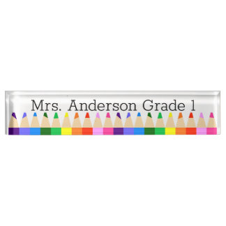 Coloured Pencils Personalize Desk Name Plate