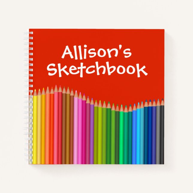 Coloured Pencils Personalized Sketchbook  Notebook (Front)