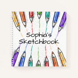 Coloured Pencils Personalized Sketchbook  Notebook