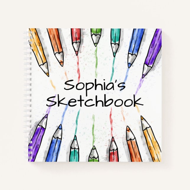 Coloured Pencils Personalized Sketchbook  Notebook (Front)