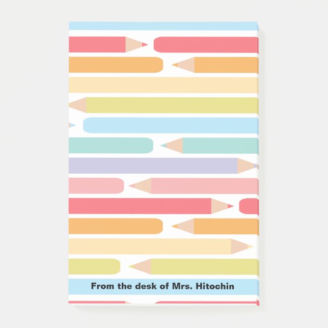 Coloured Pencils Personalized Teacher Appreciation Post-it Notes (Front)
