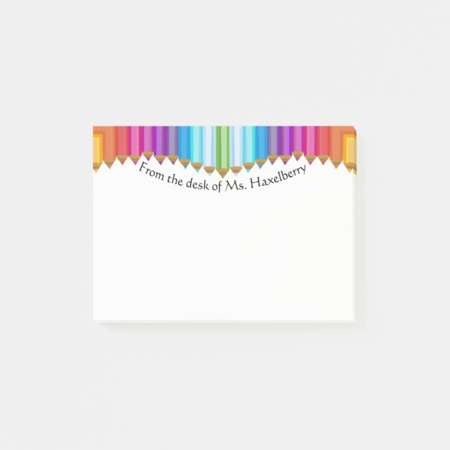 Coloured Pencils Teachers Personalized Note Pad (Front)