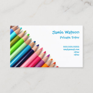 Coloured Pencils Tutor Teacher Business Card
