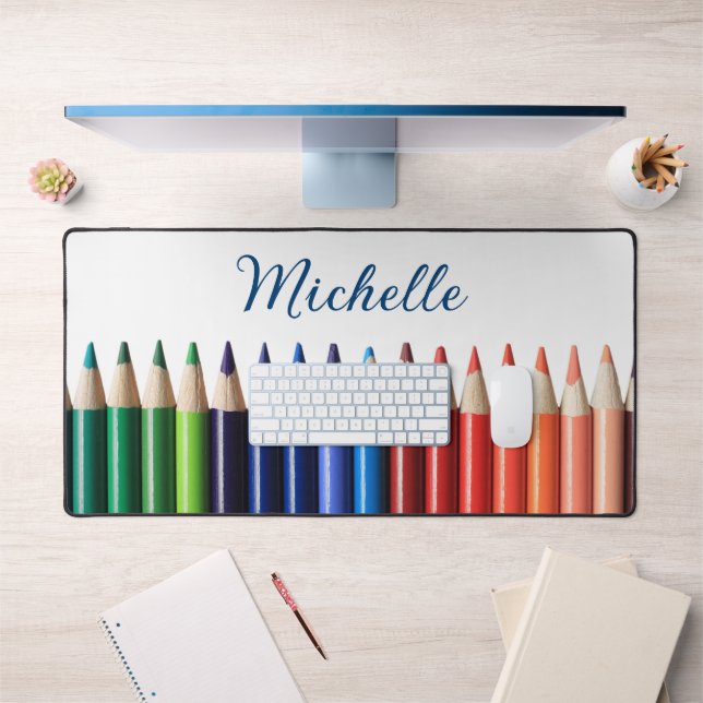 Coloured Pencils with Name Desk Mat (Office 1)