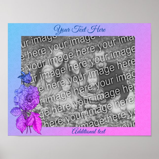 Coloured Peony Flower Personalized Add Your Photo Poster (Front)