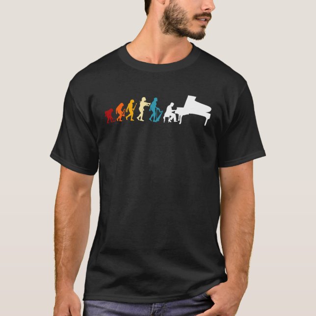 Coloured Piano Evolution Music Pianist T-Shirt (Front)