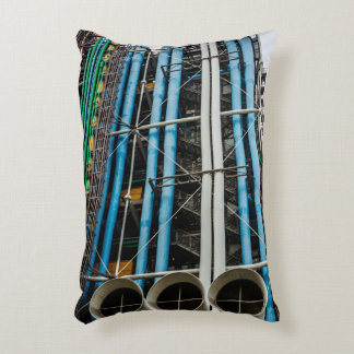 Coloured pipelines on the facade of a building decorative pillow