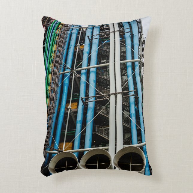 Coloured pipelines on the facade of a building decorative pillow (Front(Vertical))