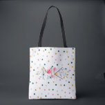 Coloured Polka Dot Tote Bag with your Initials<br><div class="desc">Coloured Polka Dot Tote Bag with your Initials on it. Customize the monogram with whatever initials you want. This is a fresh and gorgeous looking white tote bag with different coloured dots including gold dots on it. There is one watercolor peony posy placed behind the text which makes the initials...</div>