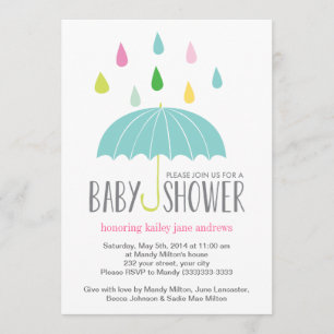 Coloured Raindrops Baby Shower Invite