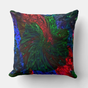 Coloured red green snot explosion in smooth spiral throw pillow