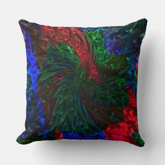 Coloured red green snot explosion in smooth spiral throw pillow (Front)