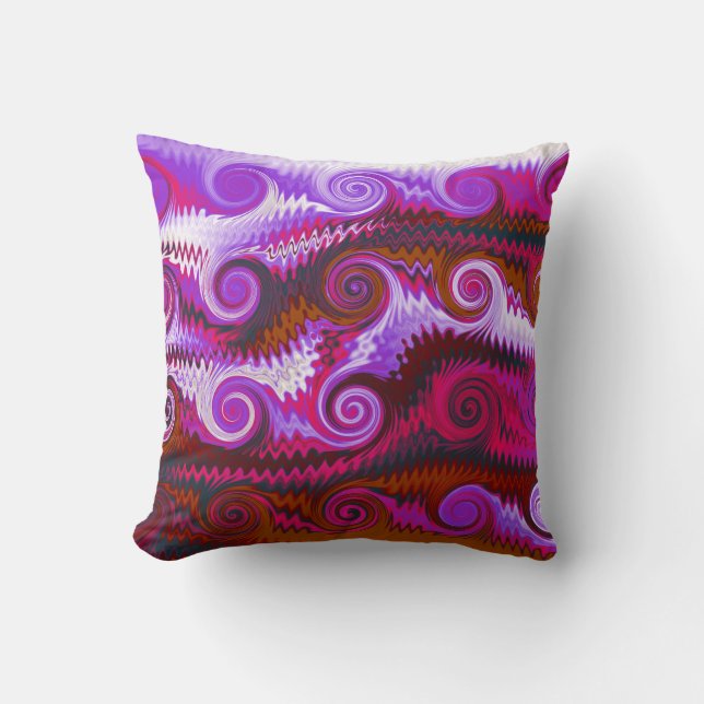 Coloured Retro Swirl Art Design Abstract Throw Pillow (Front)