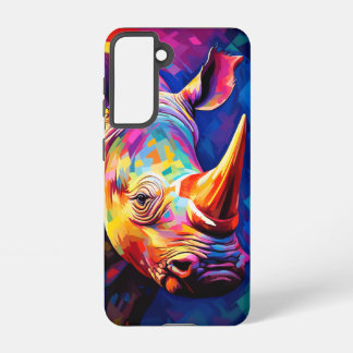 Coloured rhino on a multicolored  samsung galaxy case