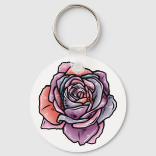 Coloured Rose Flower Keychain