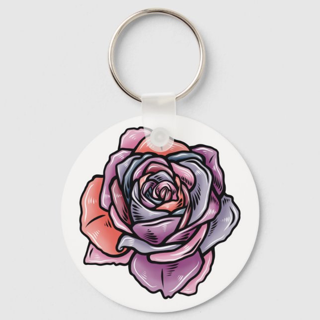 Coloured Rose Flower Keychain (Front)