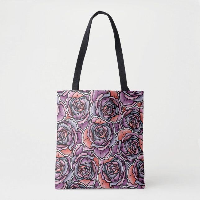 Coloured Rose Flower Tote Bag (Front)