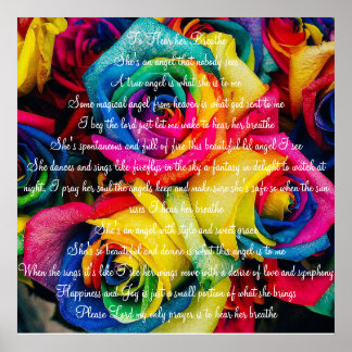 Coloured Roses with Poem Poster