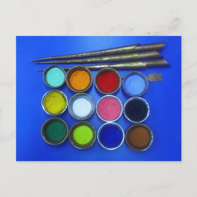 coloured sand to build a Buddhist mandala Postcard (Front)