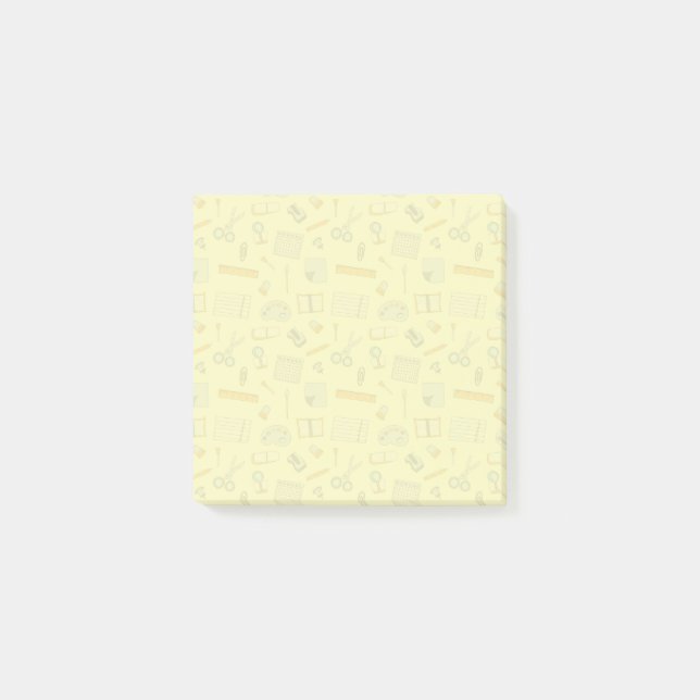 Coloured School Supplies Pattern Post-it Notes (Front)