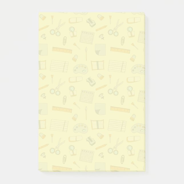 Coloured School Supplies Pattern Post-it Notes (Front)