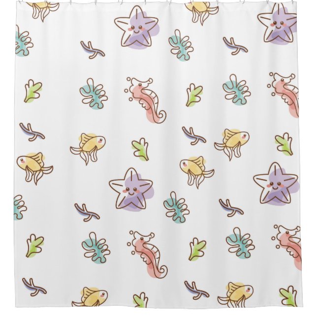 Coloured sealife pattern with seastars and fishes  (Front)