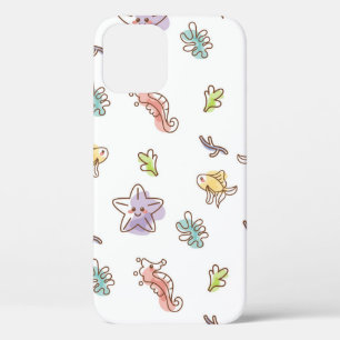 Coloured sealife pattern with seastars and fishes  iPhone 12 case