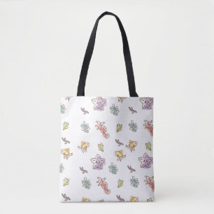 Coloured sealife pattern with seastars and fishes  tote bag