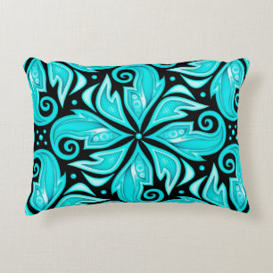 Coloured Seamless Pattern with Floral Ethnic Motif Accent Pillow