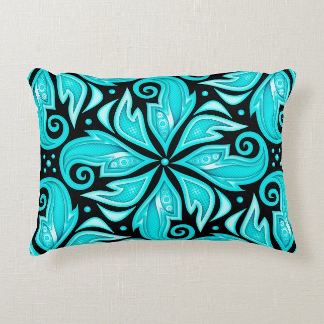 Coloured Seamless Pattern with Floral Ethnic Motif Accent Pillow (Front)